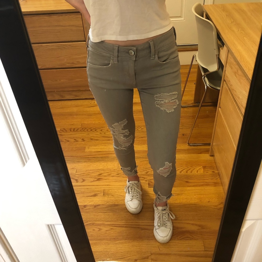 Grey American Eagle Ripped Jeans